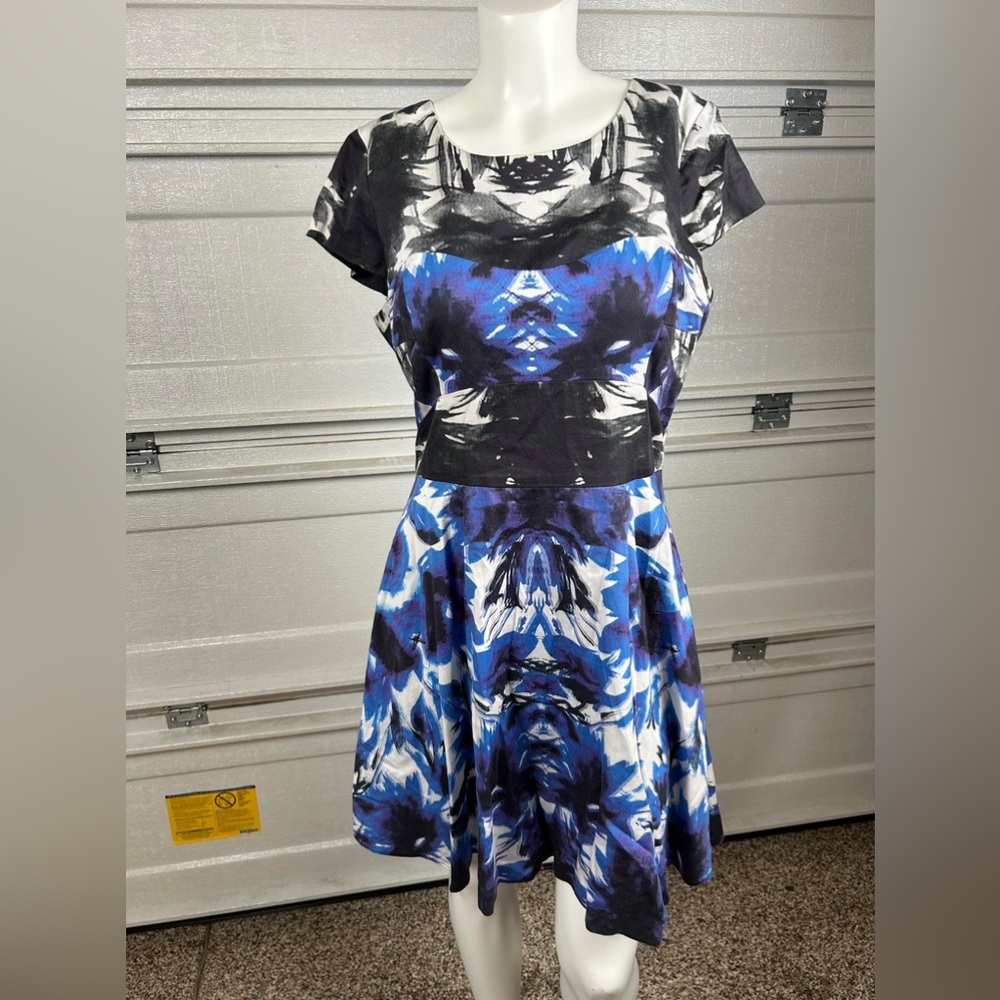 Milly Blue and Black Patterned Women's Dress